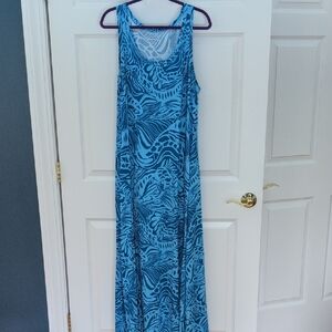 Soft Surroundings Blue Patterned Maxi Dress - Never Worn